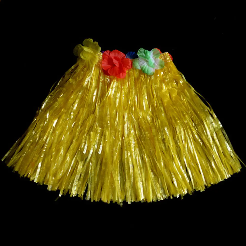 

1PCS Plastic Fibers Kid Grass Skirts Hula Skirt Hawaiian Costumes 30CM Girl Dress Up Party Supplies 10 Colors Wholesale