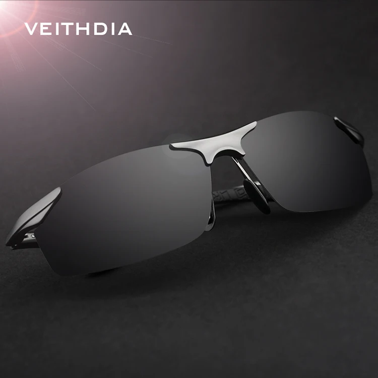 Мужские солнцезащитные очки без оправы VEITHDIA брендовые дизайнерские алюминиевые