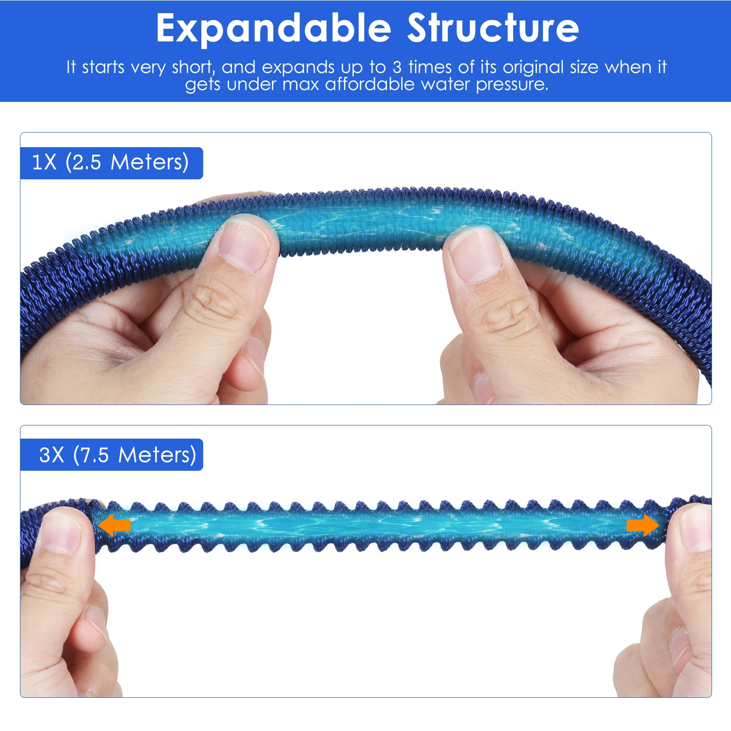 

Expandable Garden Hose Flexible Telescopic Water Hose with High Pressure Hose Spray Nozzle for Garden Watering Car Washing