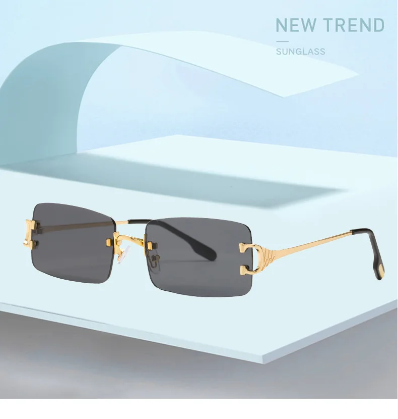 

Солнцезащитные очки женские квадратные, небольшие прямоугольные, без оправы, в стиле ретро, UV400, зеленые, синие, коричневые, летние