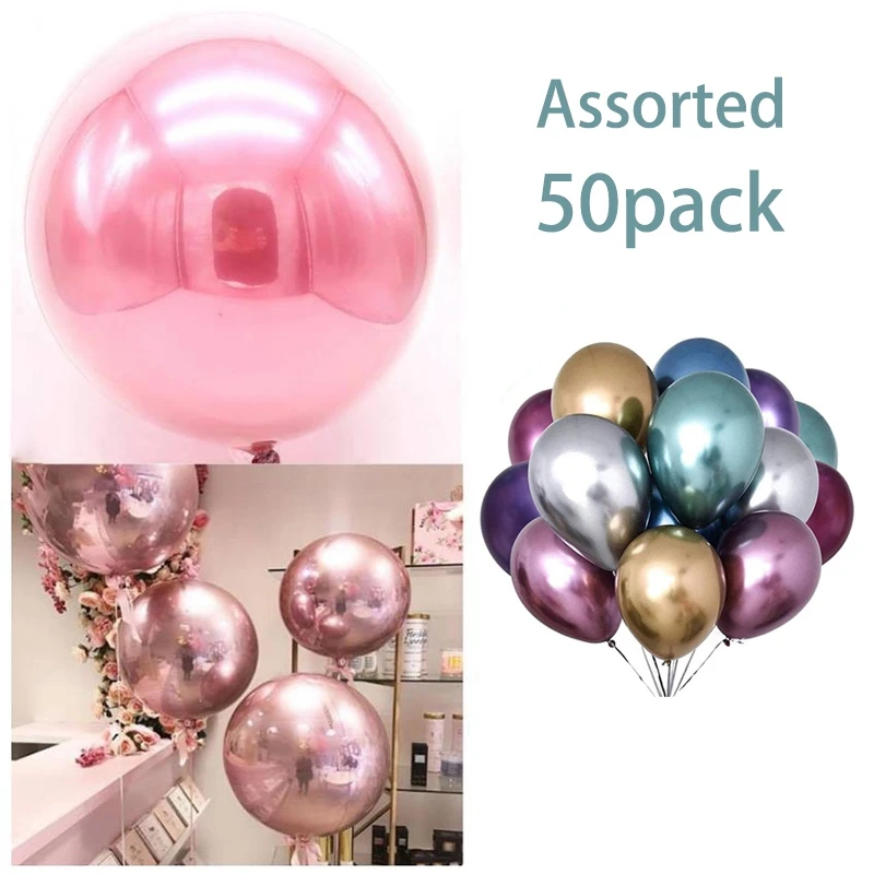 

50 шт, металлические цветные хромированные воздушные шары, прозрачный пастельный шар для дня рождения, свадьбы, декоративный шар, ассорти, 12 ...