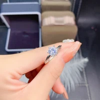 moissanite ring 1ct vvs lab diamond fine jewelry for women wedding party anniversary gift real 925 sterling silver