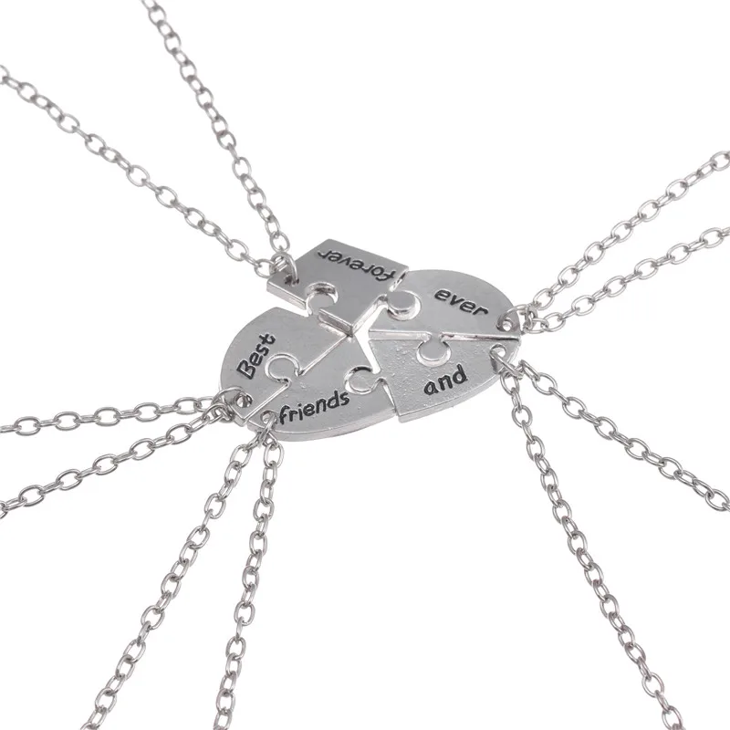 

5-piece Fashion Best Friend Forever and Ever Pendant Zinc Alloy Metal BFF Necklace Friendship Charm Chain Women Gift Necklaces