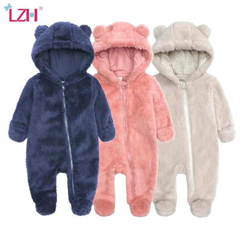 

LZH Jumpsuit For Kids Clothes Girls Autumn Winter Crawl Clothing 2021 Baby Bodysuit Hooded Romper for Baby Boys Costume 0-12M