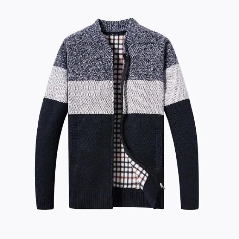 

Men Winter Warm Knitted Sweater Jacket Coat Thick Top Overcoat Winter Autumn Warm Male Long Sleeve Patchwork Jackets