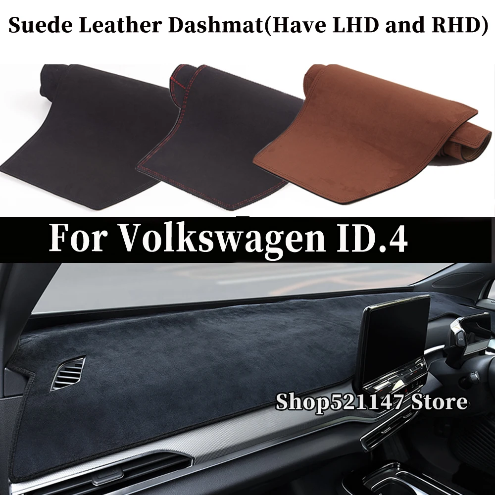 

Accessories Car-styling Suede Leather Dashmat Dashboard Cover Dash Mat Carpet For Volkswagen ID.4 ID4 2020 2021 2022 2023