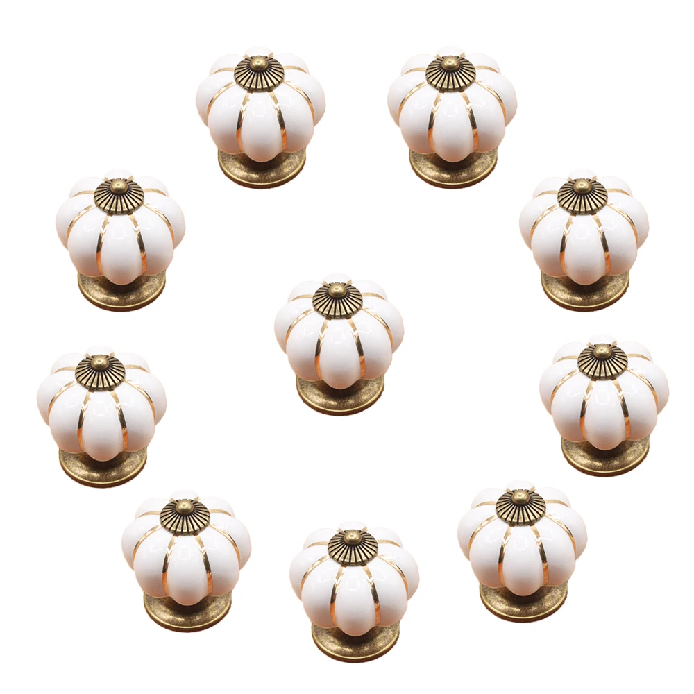 10 шт. цинковый Керамика дверные ручки в форме тыкв 40 мм ящика мебельные под одно