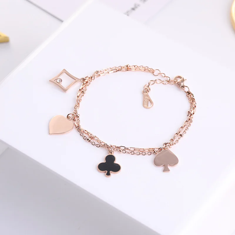 Двойная Цепочка пика сердце титановая сталь Женская универсальная цепочка до