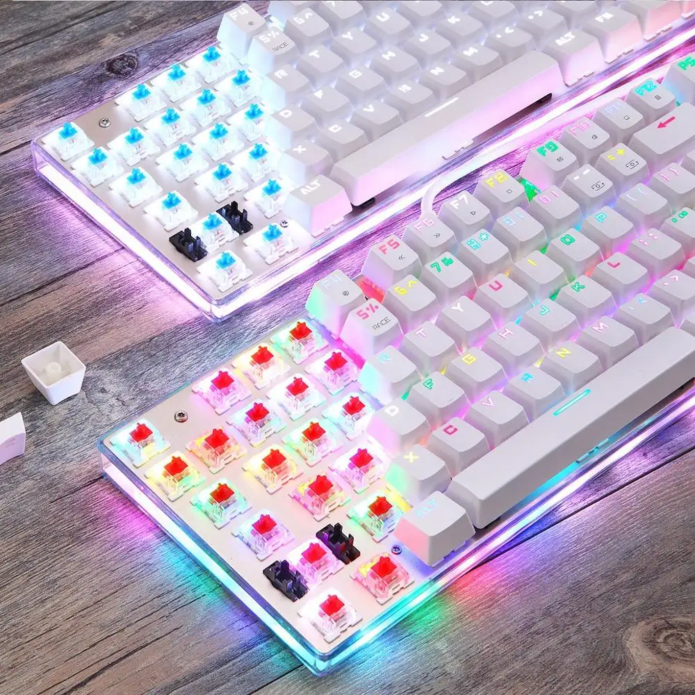 

Игровая механическая клавиатура K87S, проводная USB клавиатура с 87 клавишами, RGB подсветкой, с красным/синим переключателем, для геймерских инж...