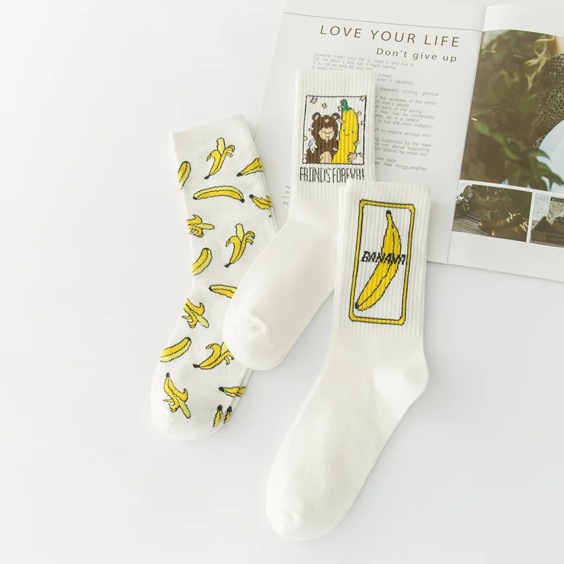 Носки женские мужские унисекс забавные мультяшные носки бананы Харадзюку для