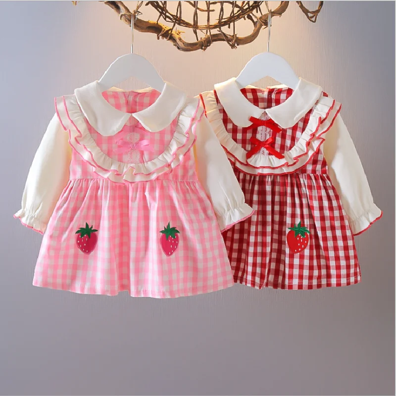 

Baby Girl Fashion Plaid Dress for 2021 Fall Children's Clothing of Kids Long Sleeve Princess Dress