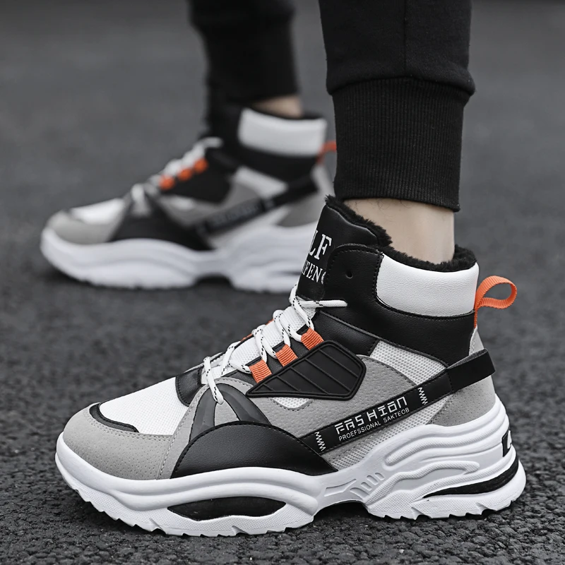 2020 Warm Men's Winter Running Shoes Colorful Athletic Male Sneakers Plush Fur Insole Snow Boots Fitness Fashion Footwear Brand | Спорт и