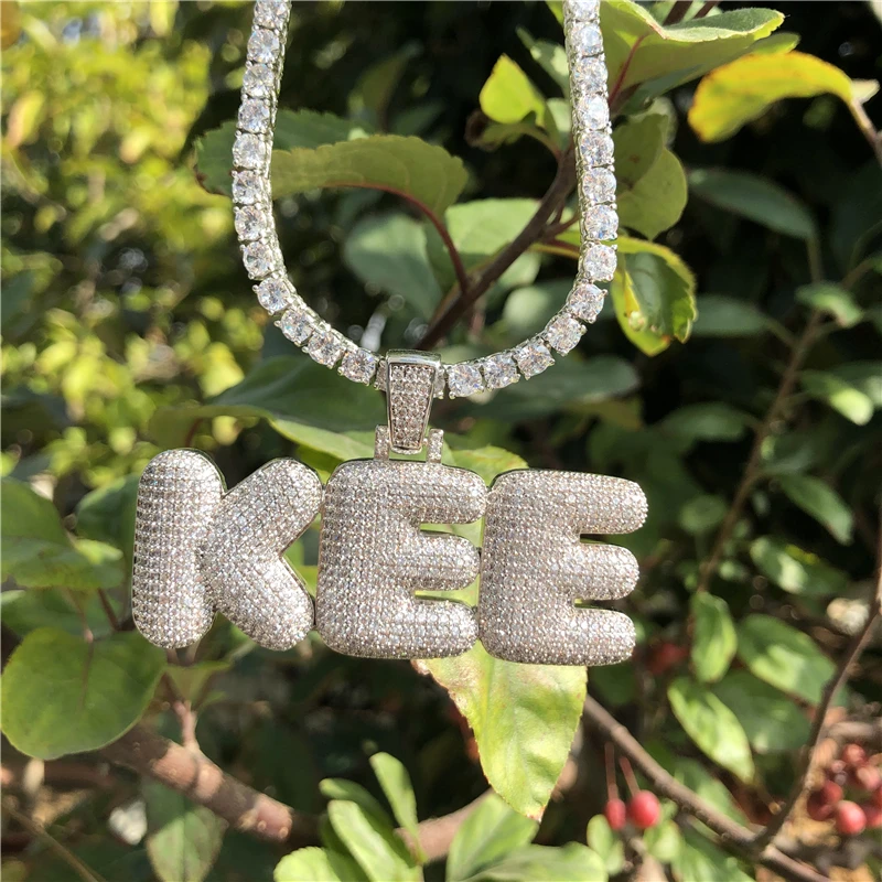 Персонализированные пользовательские имя медный Циркон Льдом Из пузырчатых