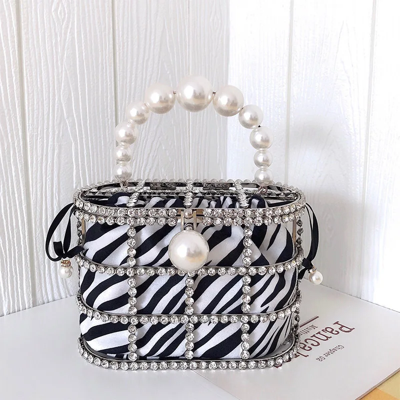 

SEKUSA hollow out fashion women clutches with beaded diamonds party evening bags bucket handbags
