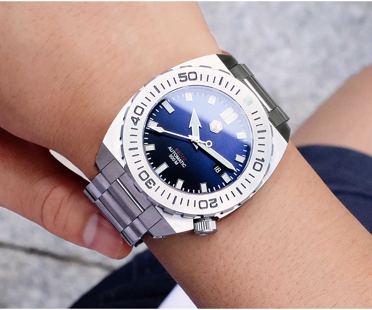 San Martin Diver часы Мужские механические часы Автоматические сапфировые водонепроницаемые 500 м светящиеся из нержавеющей стали Ограниченная серия