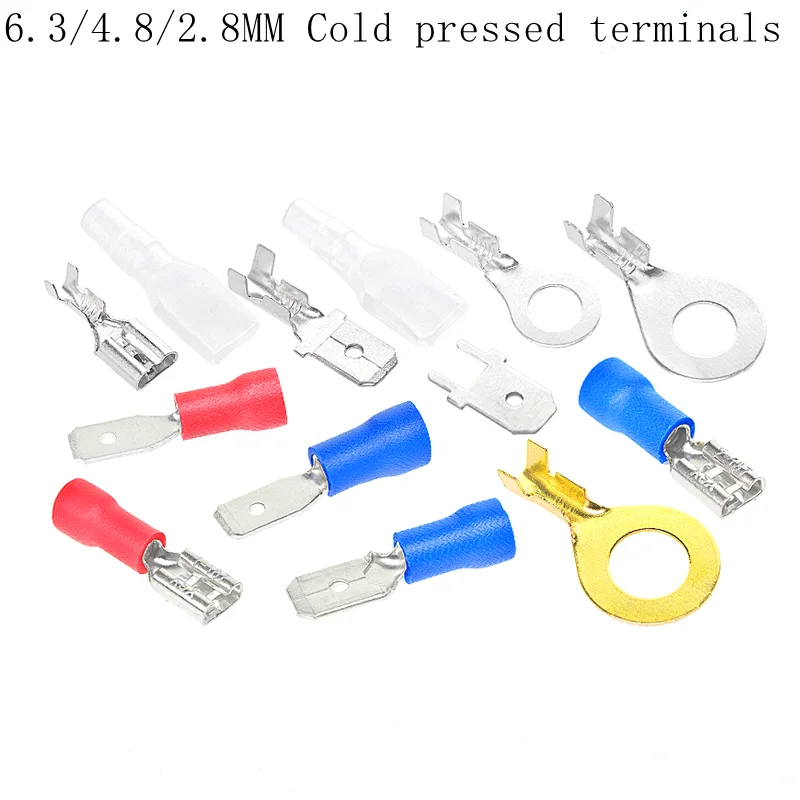 

20pcs type cold pressed terminal copper connector 6.3/4.8/2.8mm plug spring terminal piece sheath female connector