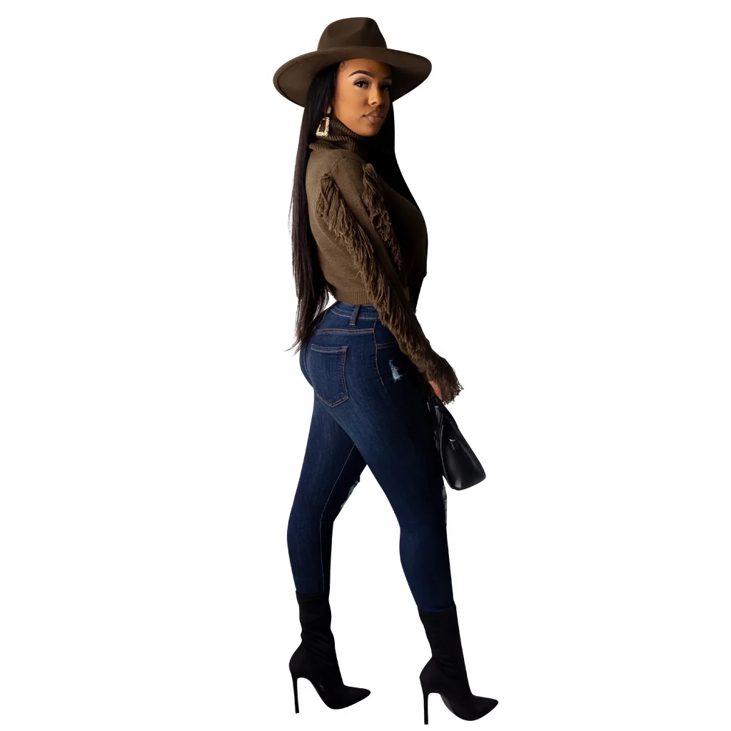 2020 Women New Winter Turtleneck Sweaters Long Sleeve Solid Tops Sexy Tassel Fashion Night Club Party Street Slim 3913 | Женская одежда