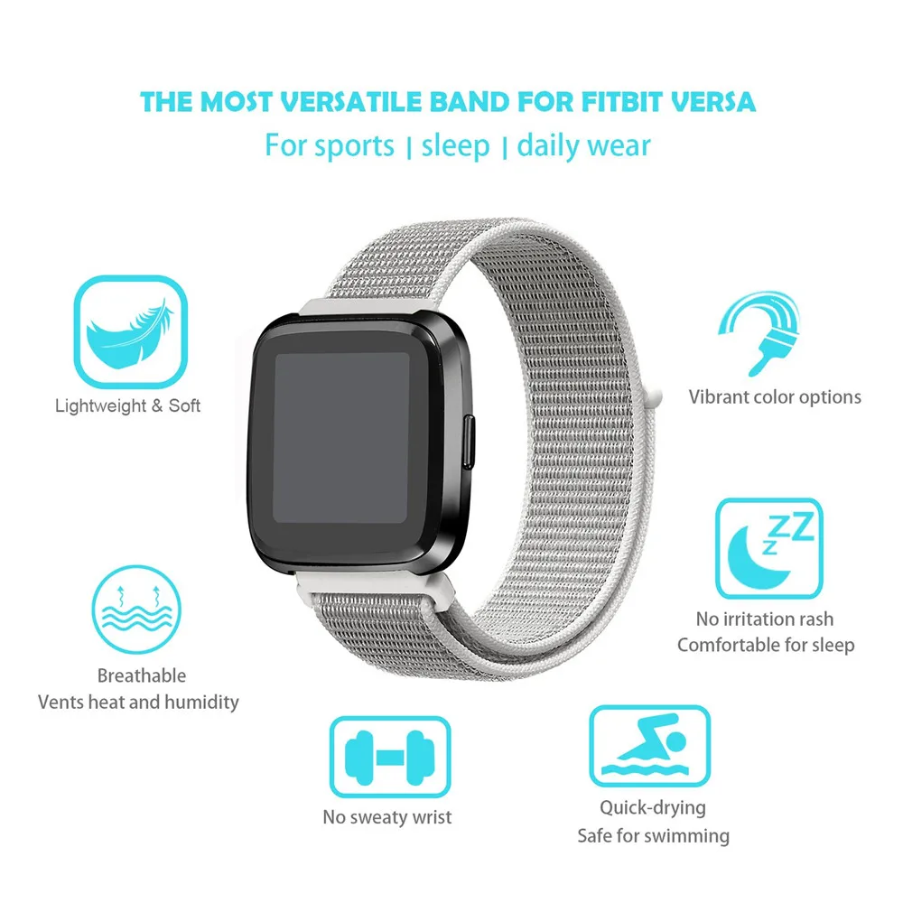 Нейлоновая петля ремешок для Fitbit Versa ремешок сменный Браслет для Fitbit Versa умные часы мужские ремешки для часов женский браслет