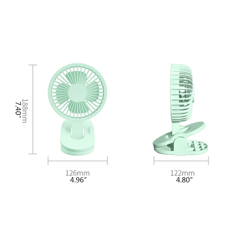 

5 Inches Round USB Clip Fan 3 Speeds 360 Rotation Air Cooling Electric Fan for Baby Stroller Home Office School
