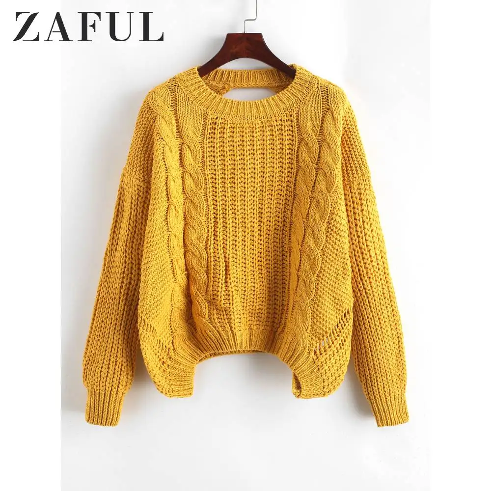 Свитер женский трикотажный с вырезом на спине и длинным рукавом | Женская одежда