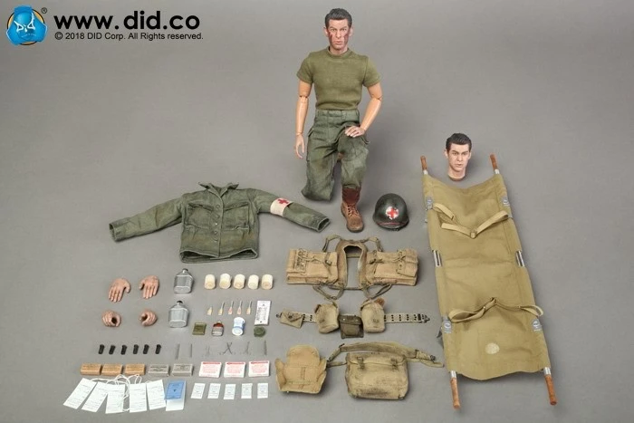 Не A80126 WWII США 77th пехоты Отдел боевой медик &quotDixon&quot w/ 2 головки 1/6 рисунок|Игровые