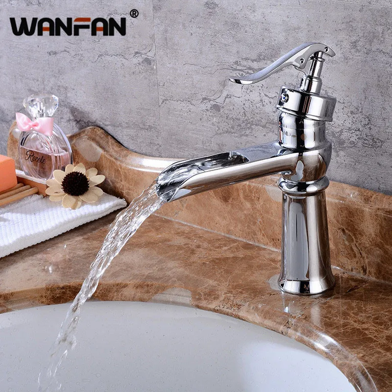 Смесители для раковины водопад смеситель ванной комнаты с одной ручкой античный