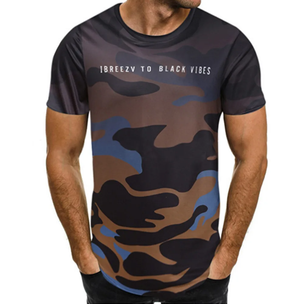 E-BAIHUI 2020 Новая Стильная летняя камуфляжная Футболка модная с принтом мужская