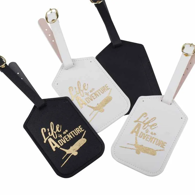 

PU Leather Hot Stamping Suitcase Luggage Tag Label Bag Lover Couples Handbag Portable Travel Accessories Name ID Address Tags