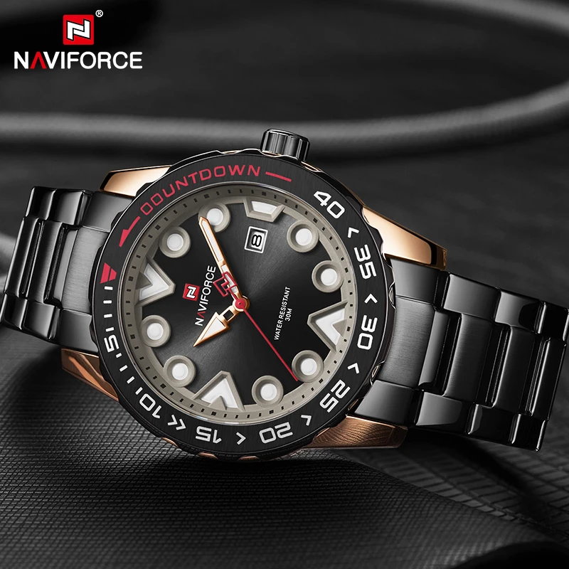 Часы наручные NAVIFORCE Мужские кварцевые спортивные Роскошные водонепроницаемые в