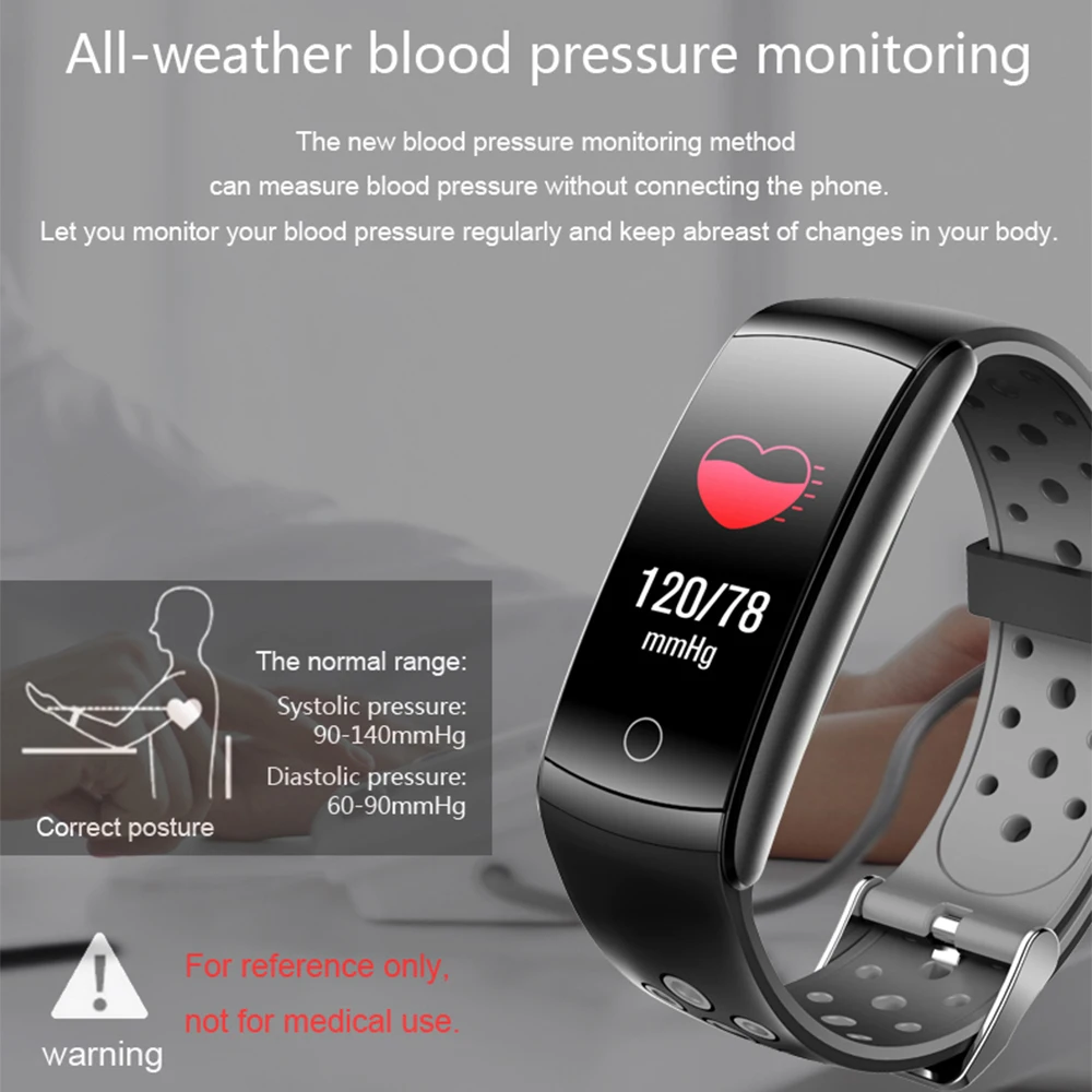 

Smart Band Body Temperature Watch Fitness Tracker Bracelet Waterproof Heart Rate Monitor Blood Pressure Functions Watches
