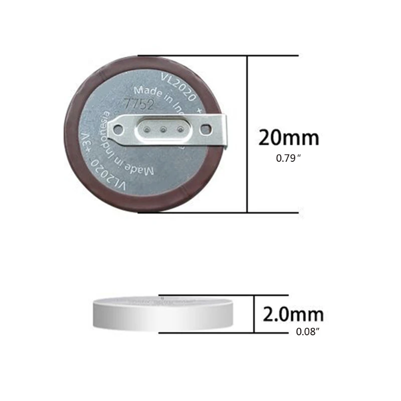 Перезаряжаемая батарея стабильного напряжения VL2020 сменная литиевая для