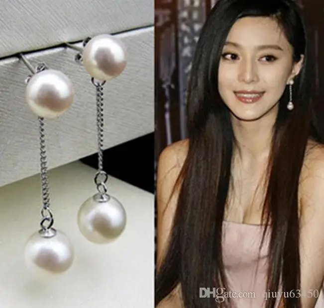 

Classic a pair 8-9mm round south sea white pearl earring D2369
