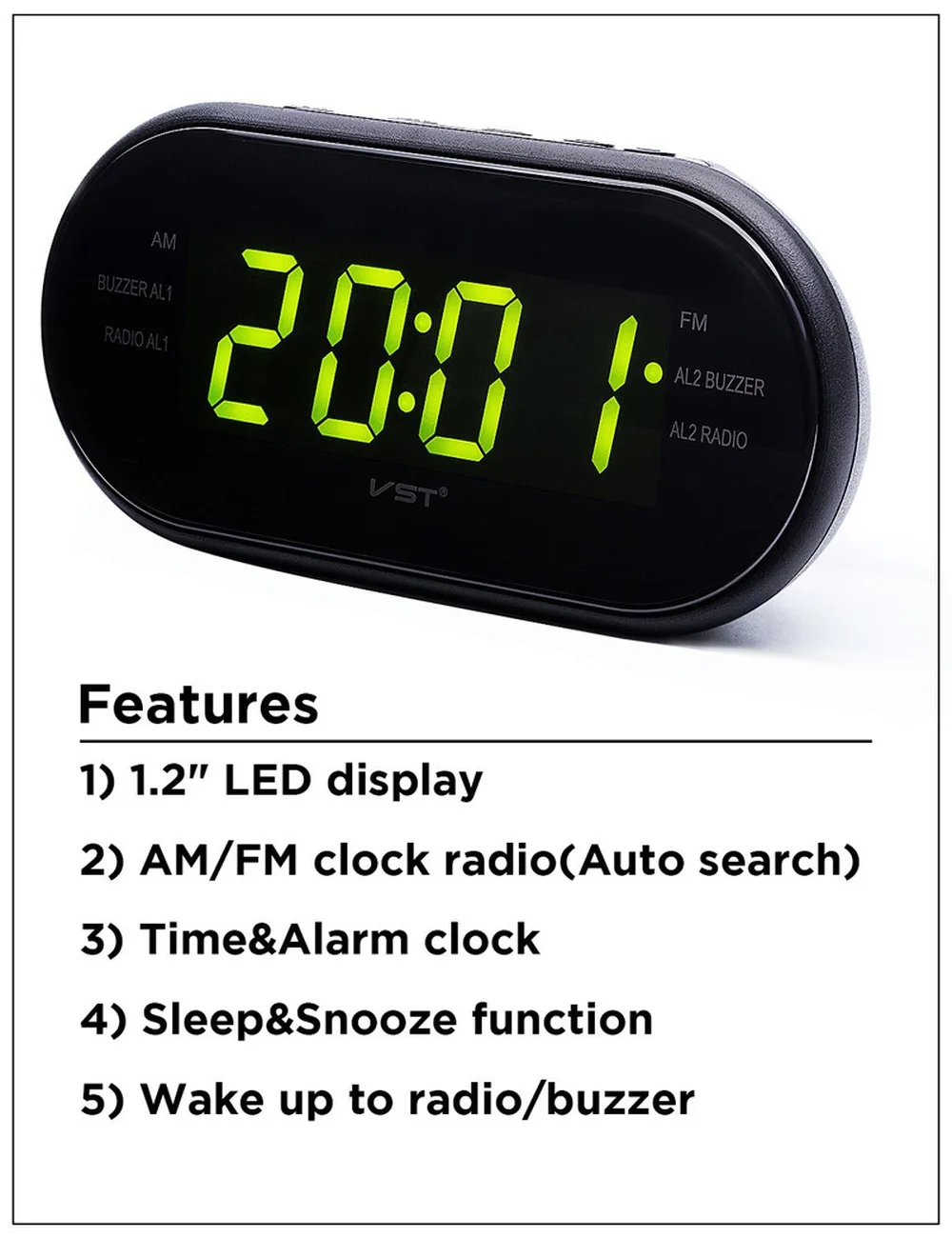 EAAGD светодиодный цифровой будильник AM/FM радио с Двойные сигналы сна и функция