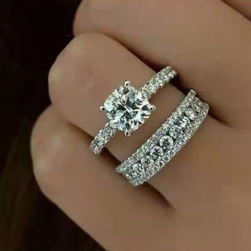 

2023 Cute Woman Rings Korean Fashion Gothic Accessories Personalized Fashion Diamond Lady Ring Set Gold Jewelry Engagement Ring