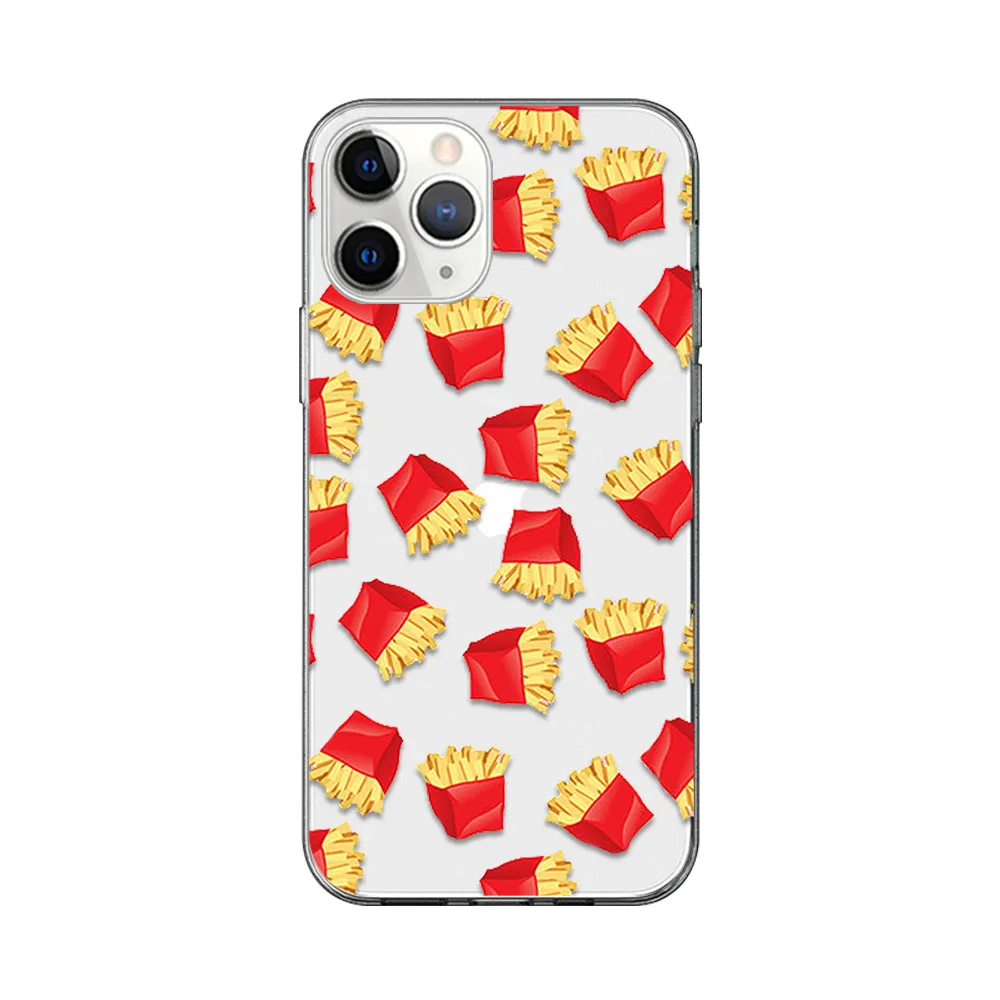 

Cake Fries Case For iPhone 12 11 Pro Max Back for iPhone X XR XS MAX 7 8 6 6S Plus 5S SE 2020 Soft Silicon TPU Phone Funda Coque
