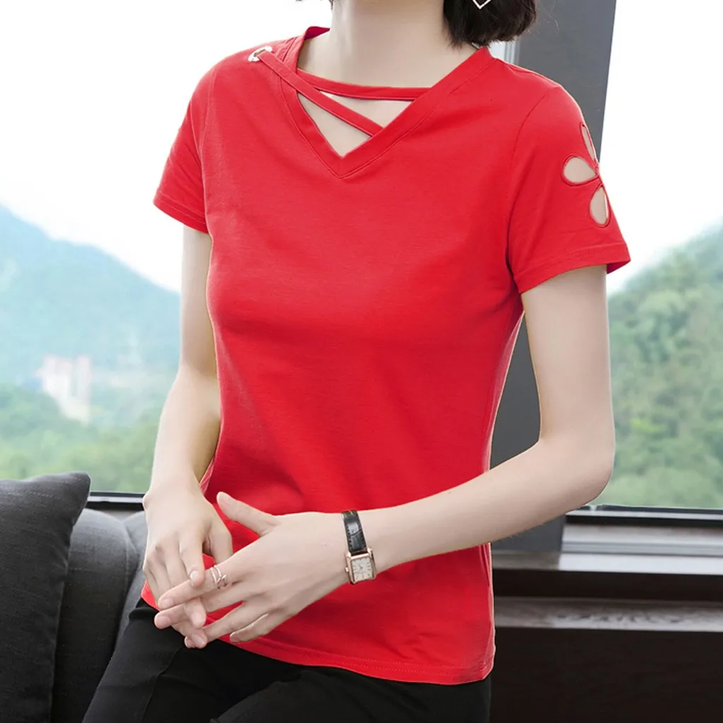 Модные женские футболки сексуальные открытые с коротким рукавом Harajuku Camisas Mujer