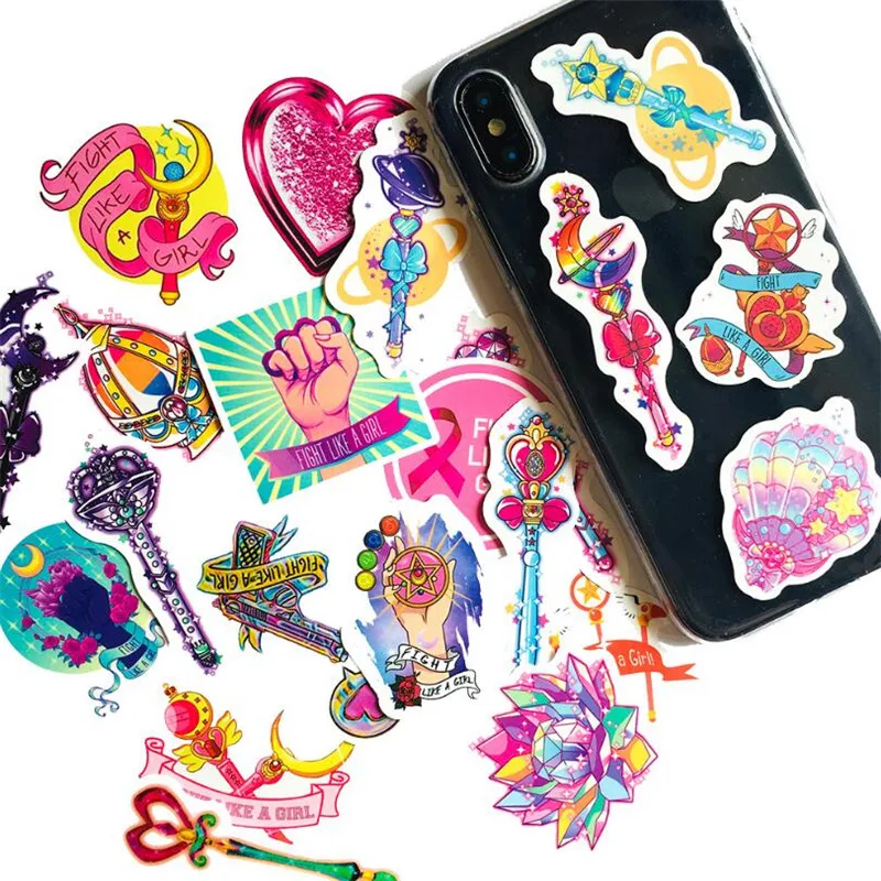 

10/30/50PCS Cute Girl Pink Magic Wand Graffiti Stickers Luggage Laptop Skateboard Waterproof Decorative Stickers Wholesale