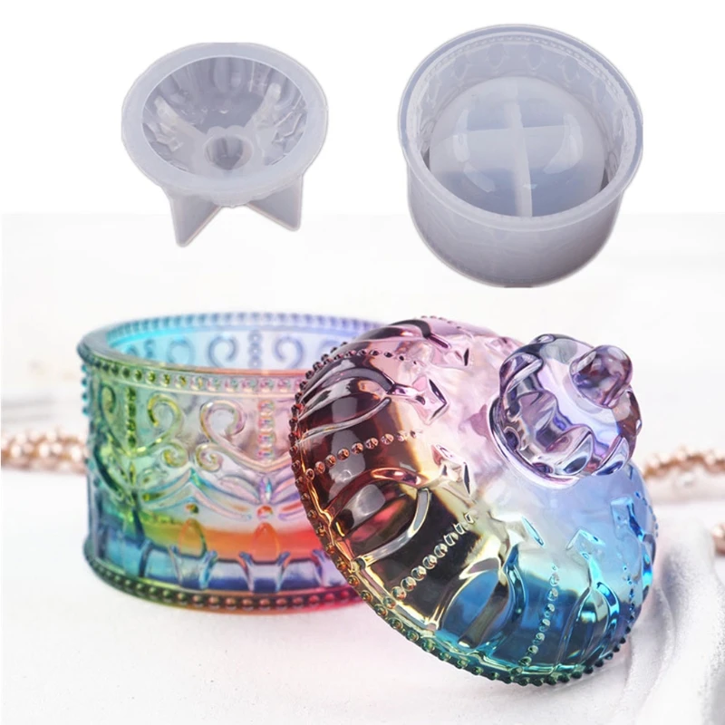 

DIY Chic Storage Box Resin Casting Mold with Lid Jewelry Jar Silicone Mold Tools