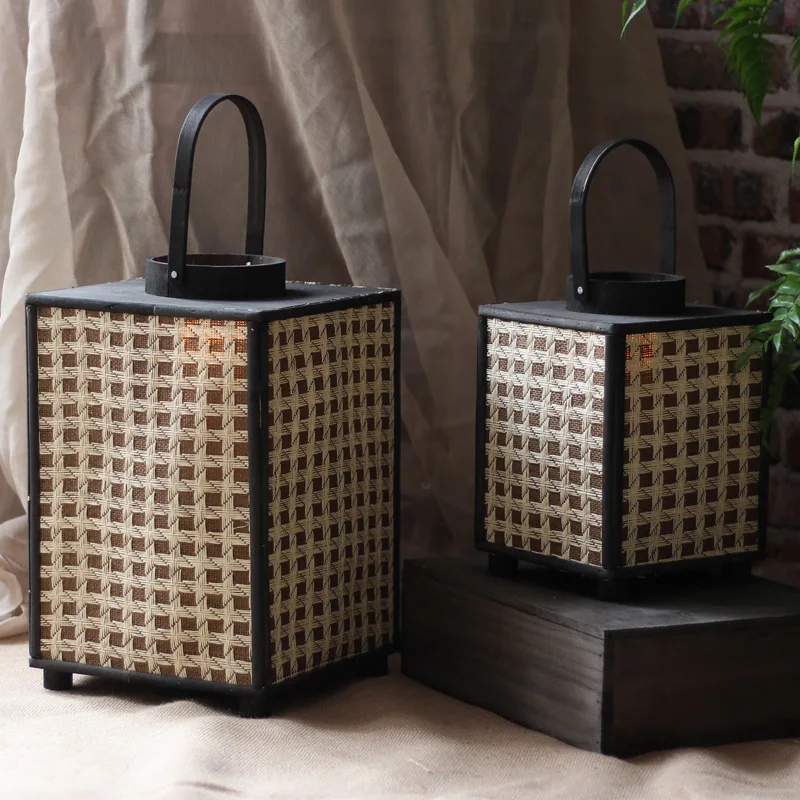 

Japanese Candle Holder Hurricane Creative Retro Wooden Lantern Candle Holder Ornament Portavelas Dining Table Decor EF60ZT