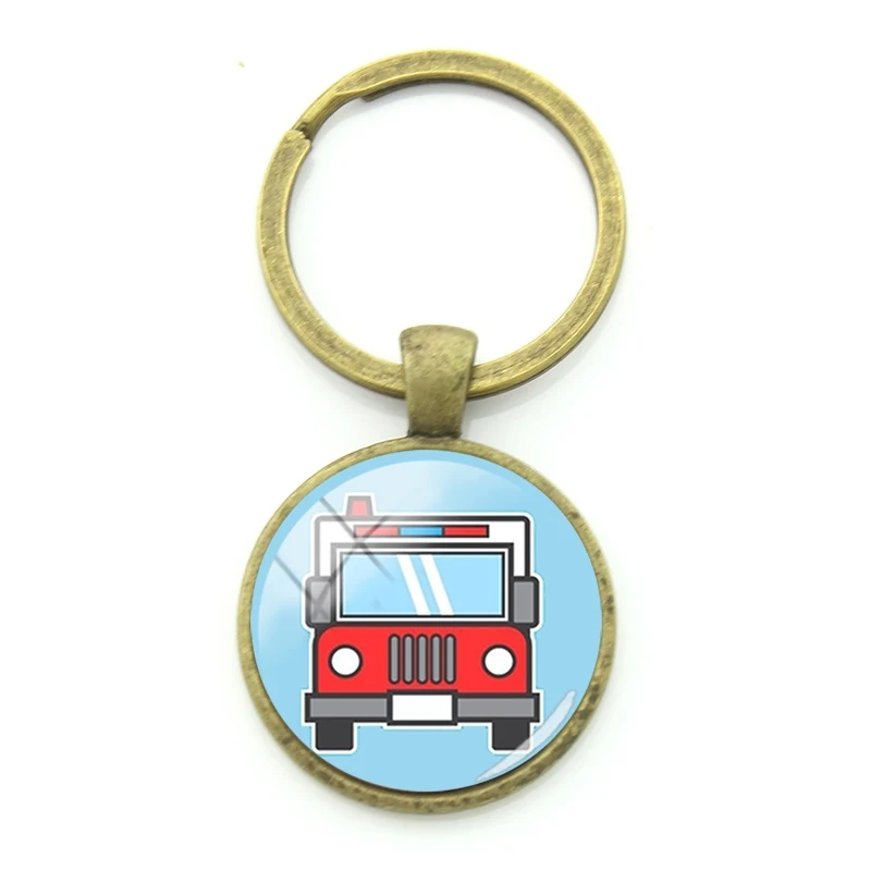 

JWEIJIAO Fashion Ambulance Photo Copper Keyholder Medical Supplies Anime Round Key Ring For Hospital Workers Reward