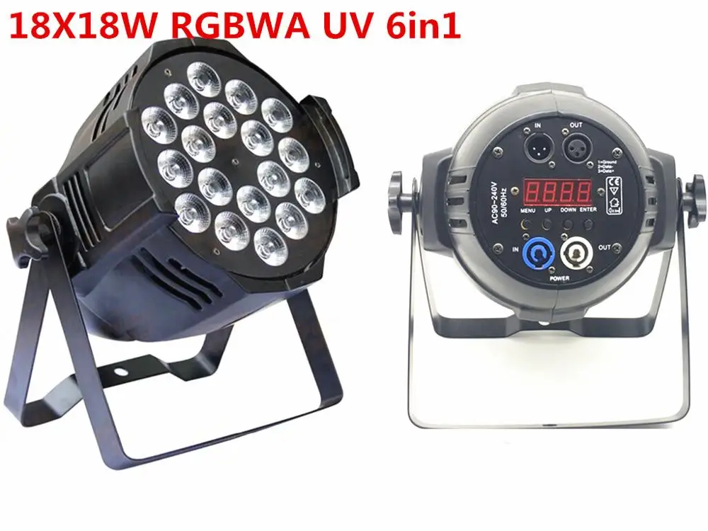4 unids dj par 6 в 1 rgbwa uv 18x18 Вт светодиодные латы Класс Водостойкий ip20 алюминий черный