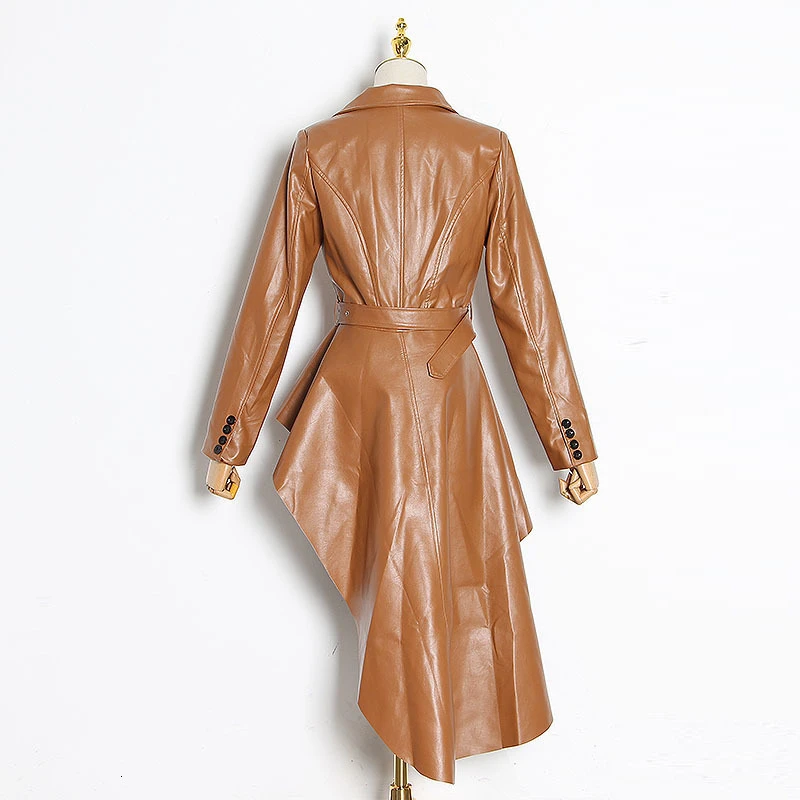 Женский Тренч из искусственной кожи CHICEVER осенняя Асимметричная ветровка с