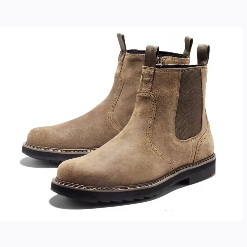 Демисезонные мужские ботинки челси из флока теплые мотоциклетные на молнии