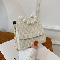 women small bags gentle pearl handbag new fashion simple shoulder messenger bag with chain