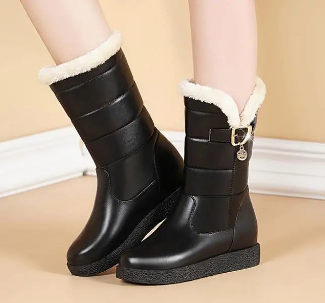 

New Winter Increased Thickened Bottom and Velvet Women's Boots Waterproof Non-slip Cotton Shoes Snow Boots Women Mid-tube Boots