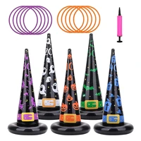 halloween party toys games inflatable witch hat ring toss game with points plastic ring toss air pump