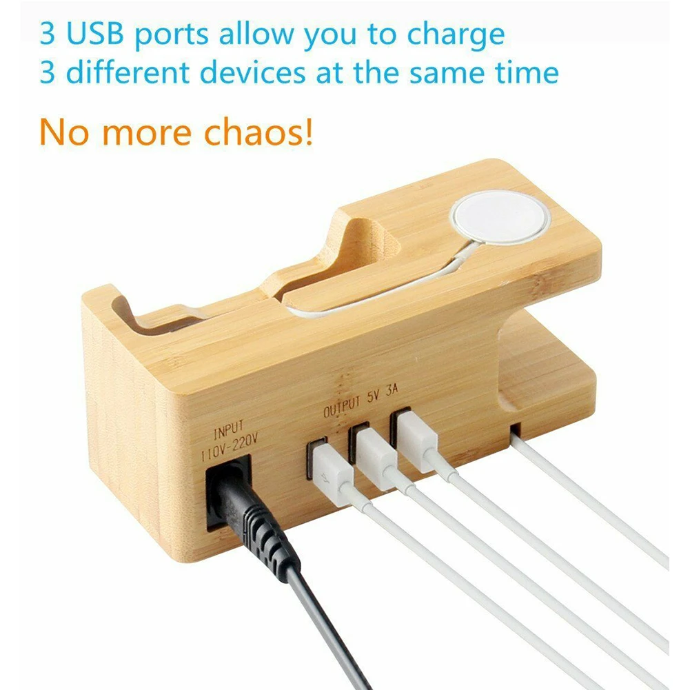 phone stand charging dock universal accessories 2 in 1 desktop home office dc 5v bamboo wood mount usb station for apple free global shipping