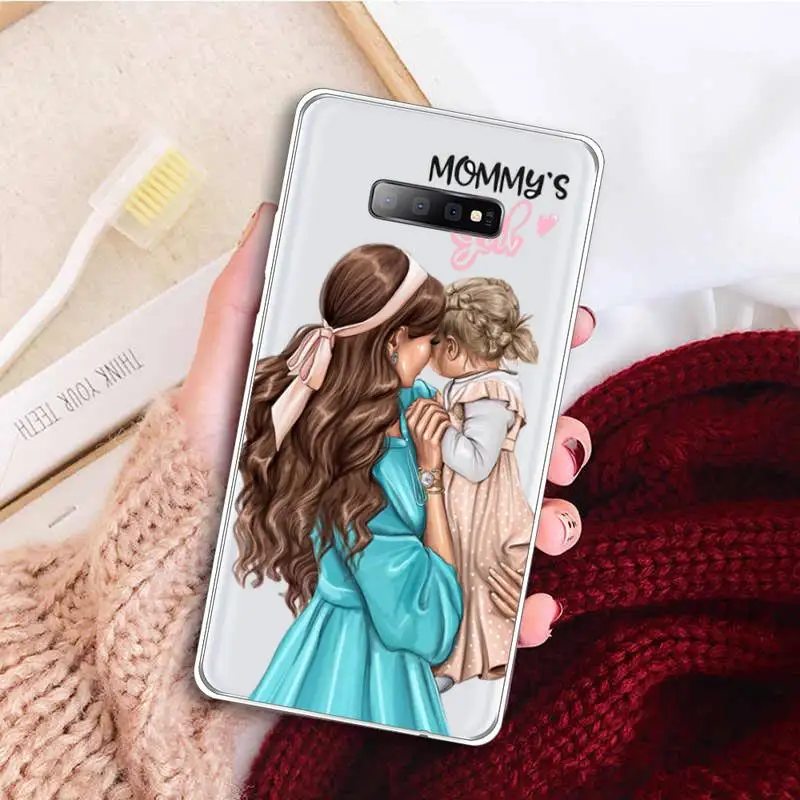 

Baby Mama Super Mom Girl Phone Case Transparent For Samsung Galaxy A71 A21s S8 S9 S10 plus note 20 ultra