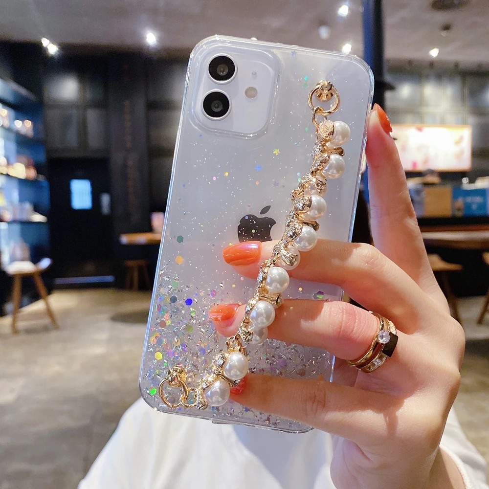 Luxury Jewelled Pearl Bracelet Phone Case For Samsung S21 FE S20 Plus S10 Lite S9 S8 S10E Note 20 Ultra 10 Pro 8 9 | Мобильные