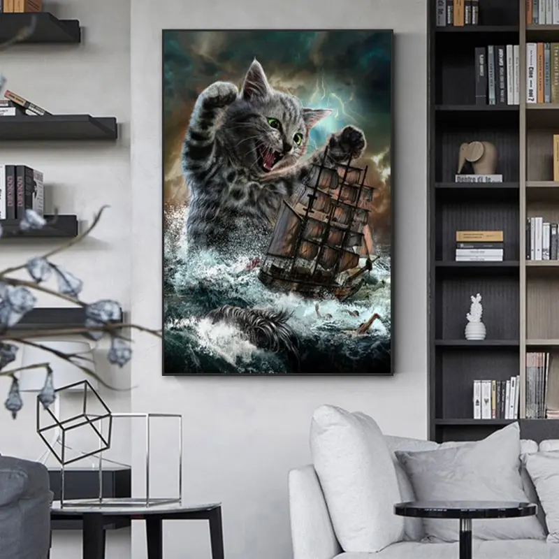 

Monster Titan Cat Kraken Animal Picture Canvas Painting Wall Art Print Painting NordicStyle Picture Modern Livingroom Home Decor